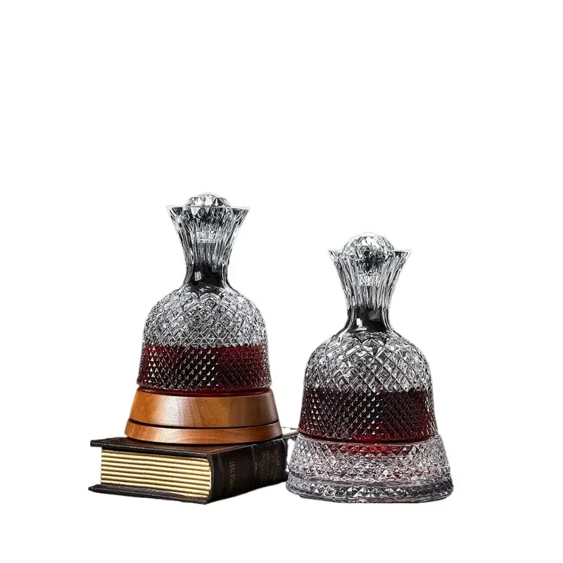 Luxury Premium Red Wine Rotary Decanter Home Barware Set Glass Wine Tumbler Dispensing Jug