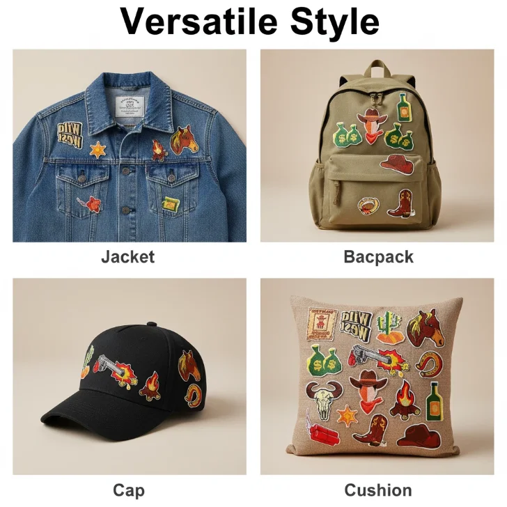 

Western Cowboy Hat Onesie Embroidered Cloth With Spit Bag Decorative Patch With Cartoon Revolver Embroidery