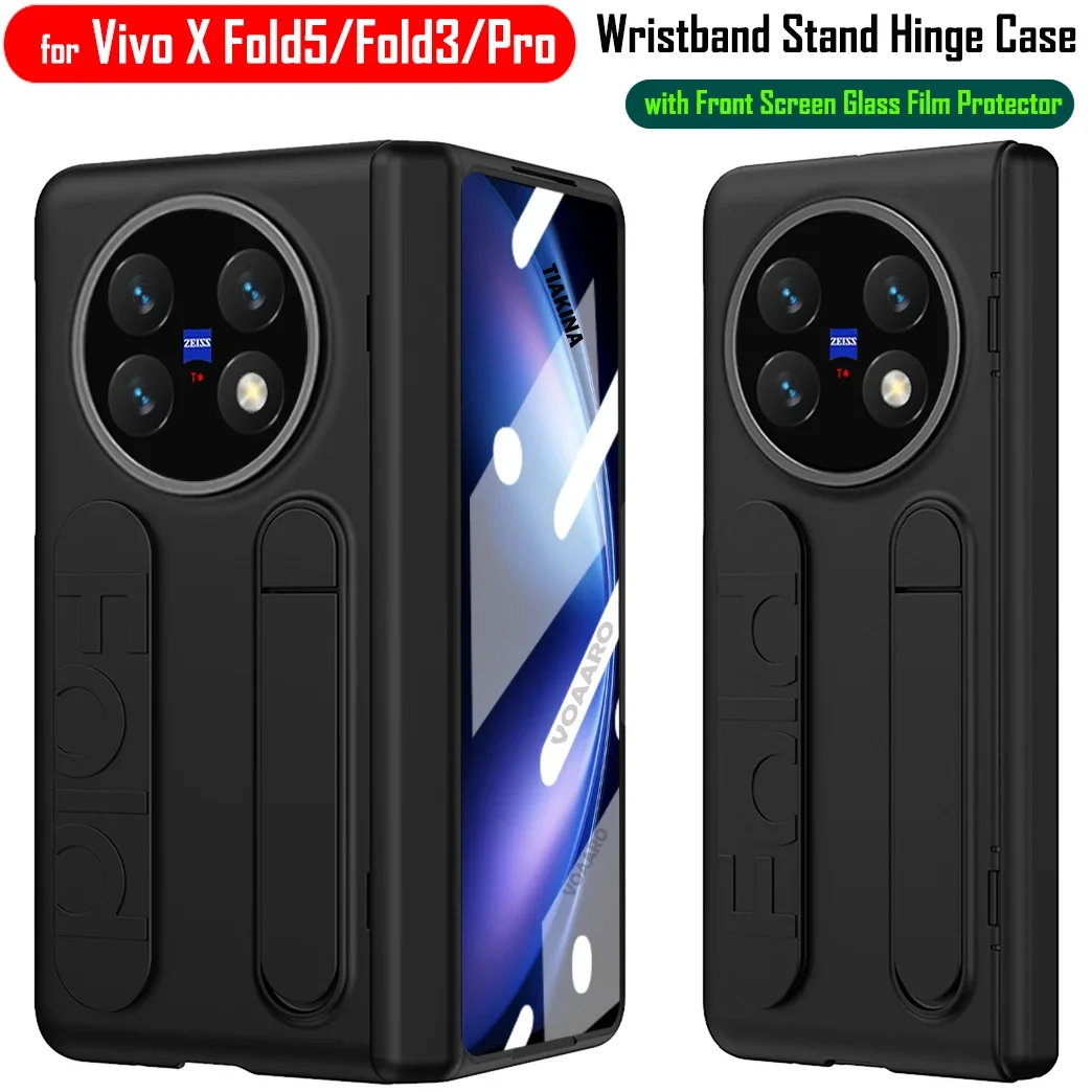 

Soft Silicone Wristband Strap Kickstand Funda for Vivo X Fold5 Fold3 Fold 5 3 Pro Hinge Case Cover with Front Screen Film