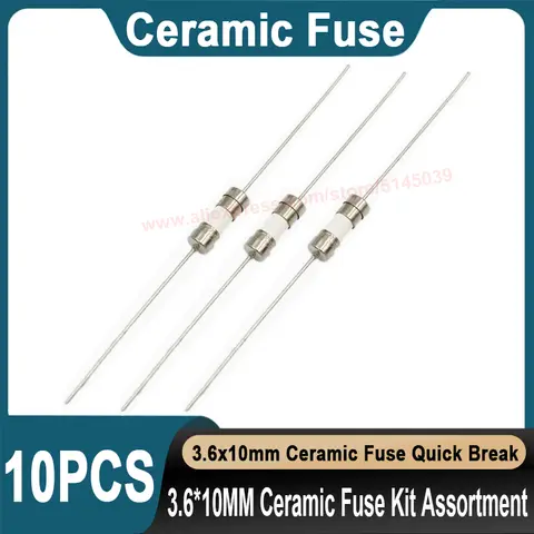 10PCS 3.6*10MM Ceramic Fuse Kit Assortment 250V F0.5A 500MA F1A F2A F3A F3.15A F4A F5A F6.3A F8A F10A F15A F20A Ceramic Fuse 12 best sales f10a - №7