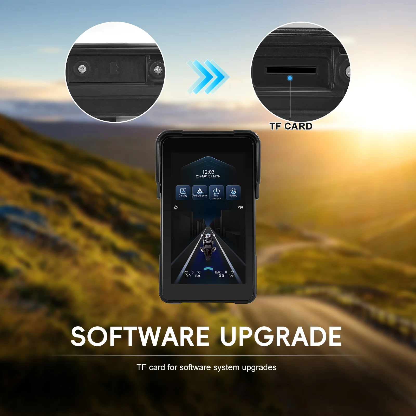 Podofo 5-Zoll-Vertikalbildschirm, intelligentes Motorrad-Display, kabelloses Carplay, Android-Auto-Navigation, IP68, wasserdicht, BT, Helligkeitseinstellung, Motorrad-Monitor, 12 V, mehrere Sprachen, tragbarer Monitor, Smart Player – Detail 2