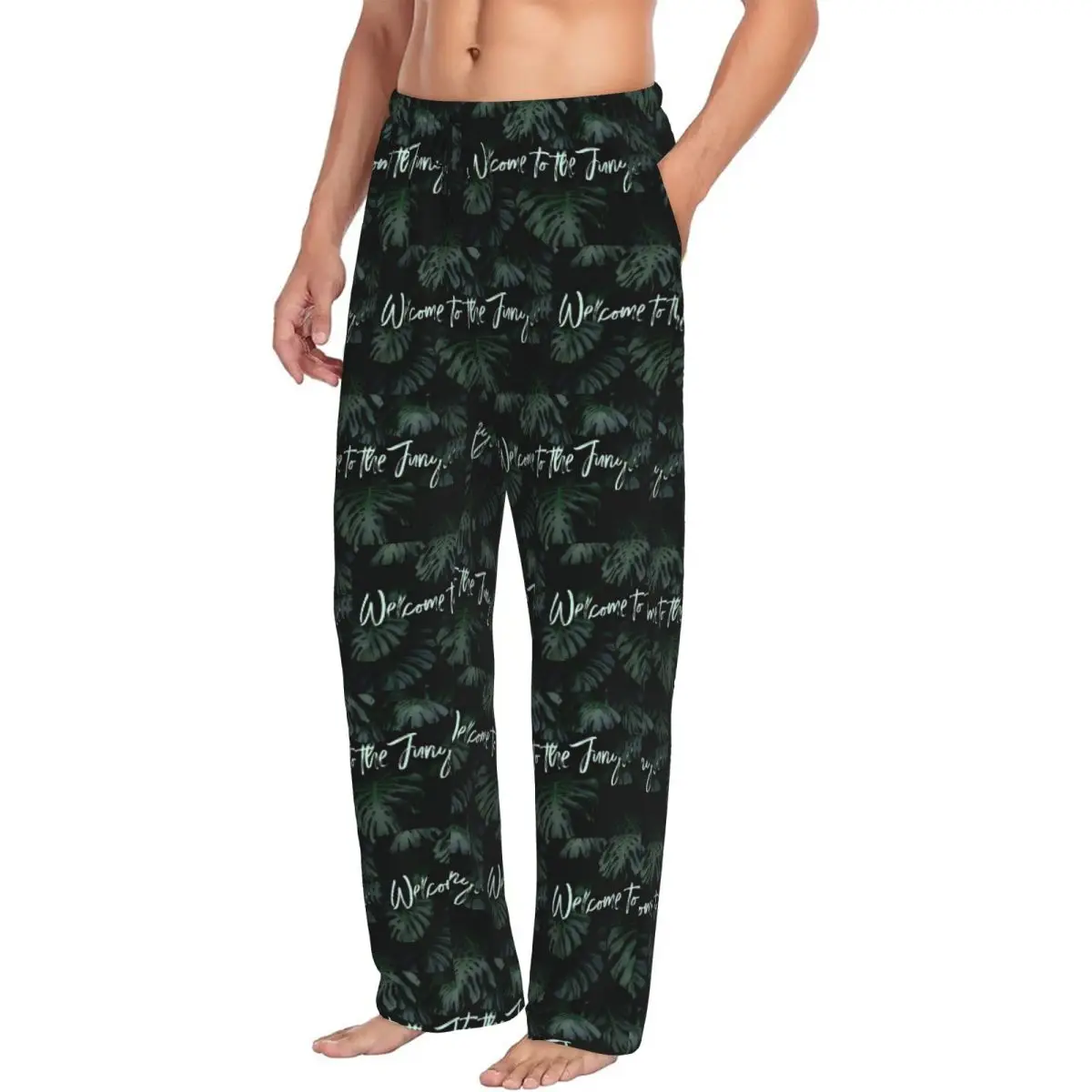

Custom Welcome To The Jungle Tropical Digital Men Pajama Pants Lounge Sleep Sleepwear Bottoms with Pockets