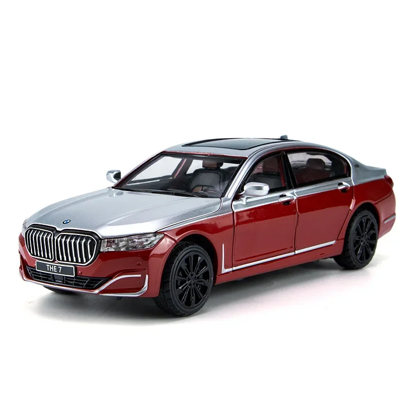 1/24 BMW THE 7 760Li 미니어처 다이캐스트 장난감 자동차 모델, 1:24 풀백 사운드 및 라이트 도어, 열 수 있는 컬렉션, 어린이 선물