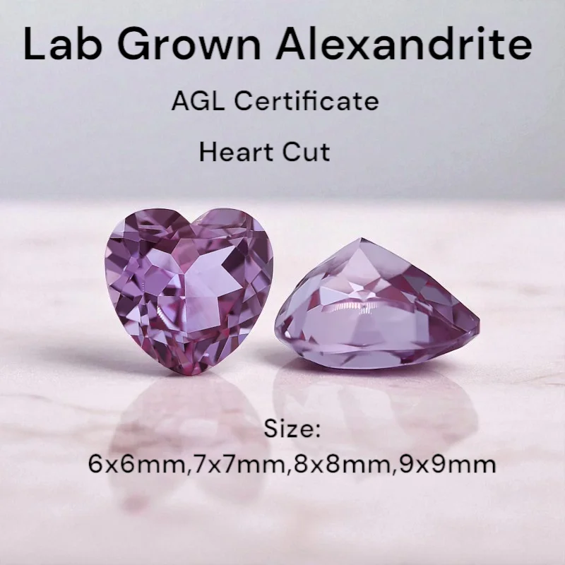 

Heart Shape Color Change Lab Grown Alexandrite Gemstones For Jewelry Making Optional Certificates