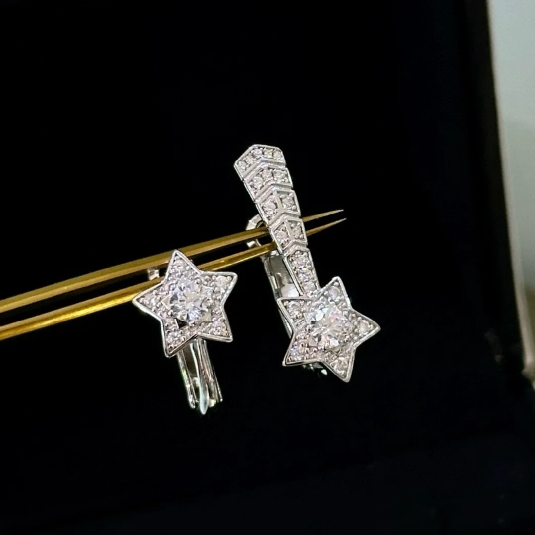 

100% 925 Sterling Silver Star Stud Earrings For Women Fine Jewelry