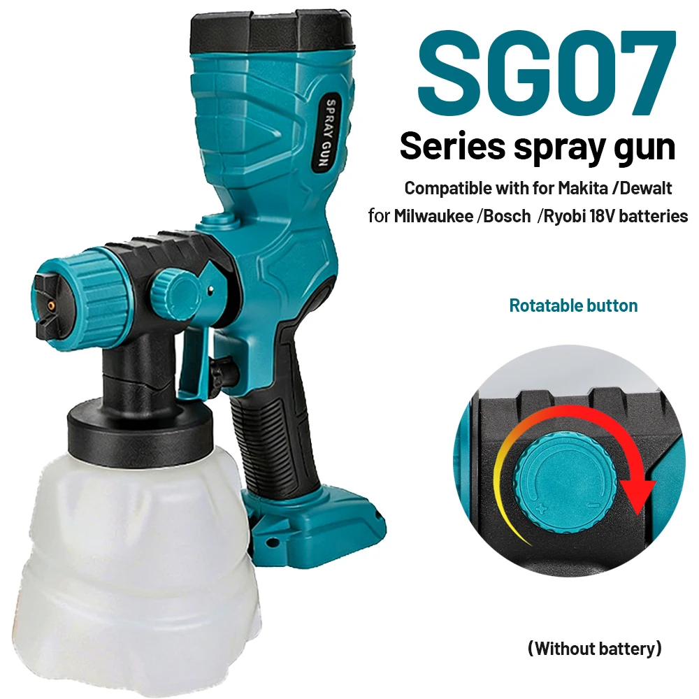 

Cordless paint Spray Gun Makita/Dewalt/Milwaukee/Bosch/Ryobi 18V Battery High-Quality Motor Auto Airbrush Kit home Furniture Cab