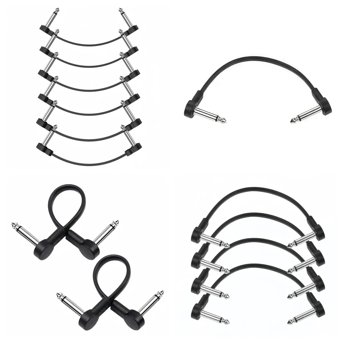 Miwayer 15cm Guitar Effect Pedal Flat Patch Cables, 1/2/4/6pcs Kit, 1/4 Right Angle Connector Low Noise Copper Core