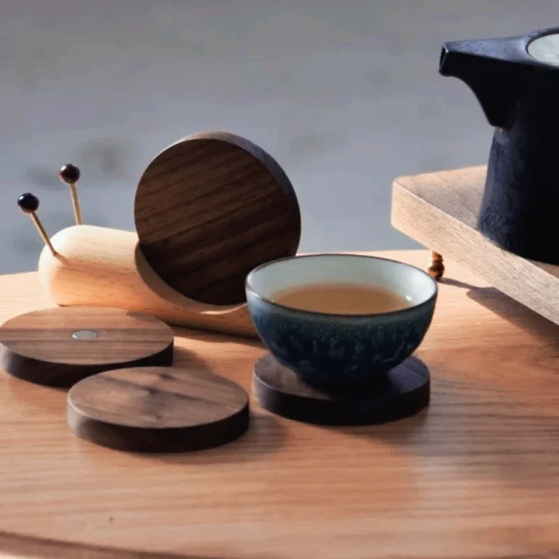 

Creative Wooden Snail Shaped Cup Mat Set Heat Insulation Pads, Unique Tea Coasters, Perfect for Table Decor and Drink Gift Idea