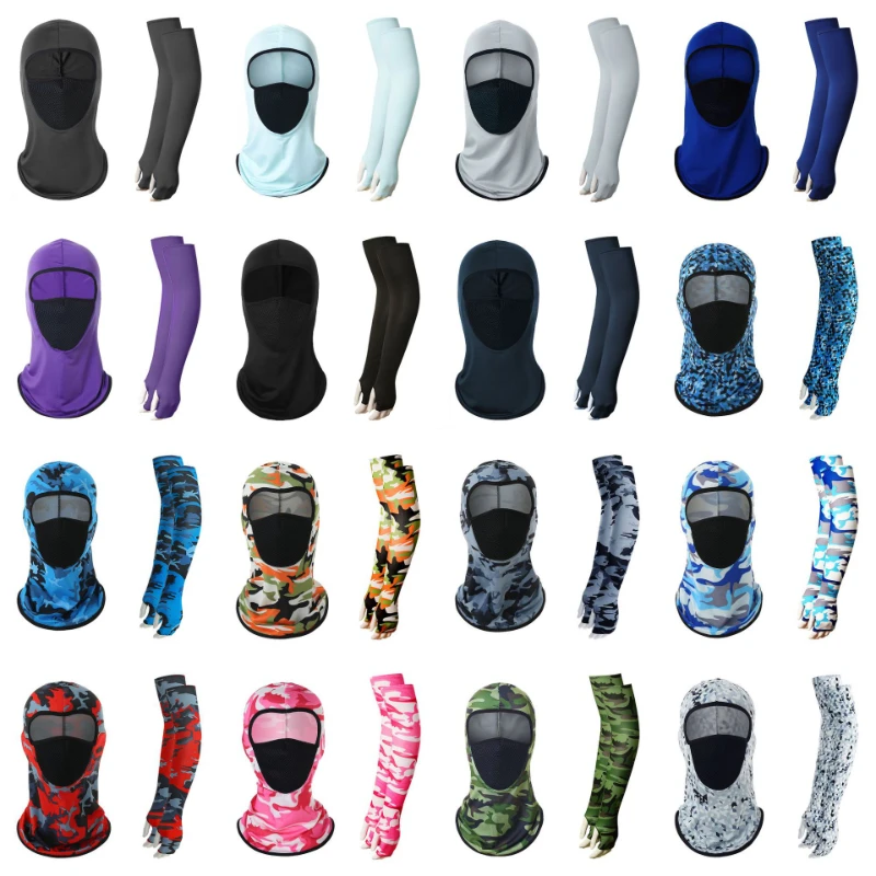 

Cycling Mesh Breathable Mask Milk Silk Sunscreen Thumb Sleeve Set Outdoor Headgear Fashion Gloves Sun Protection Arm Sleeve