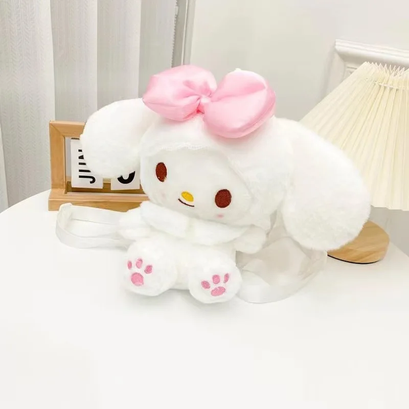 25CM Anime Hello Kitty My Melody Cinnamoroll Kuromi Peluche Mini Zaino Kawaii Portamonete portatile Regalo di festa