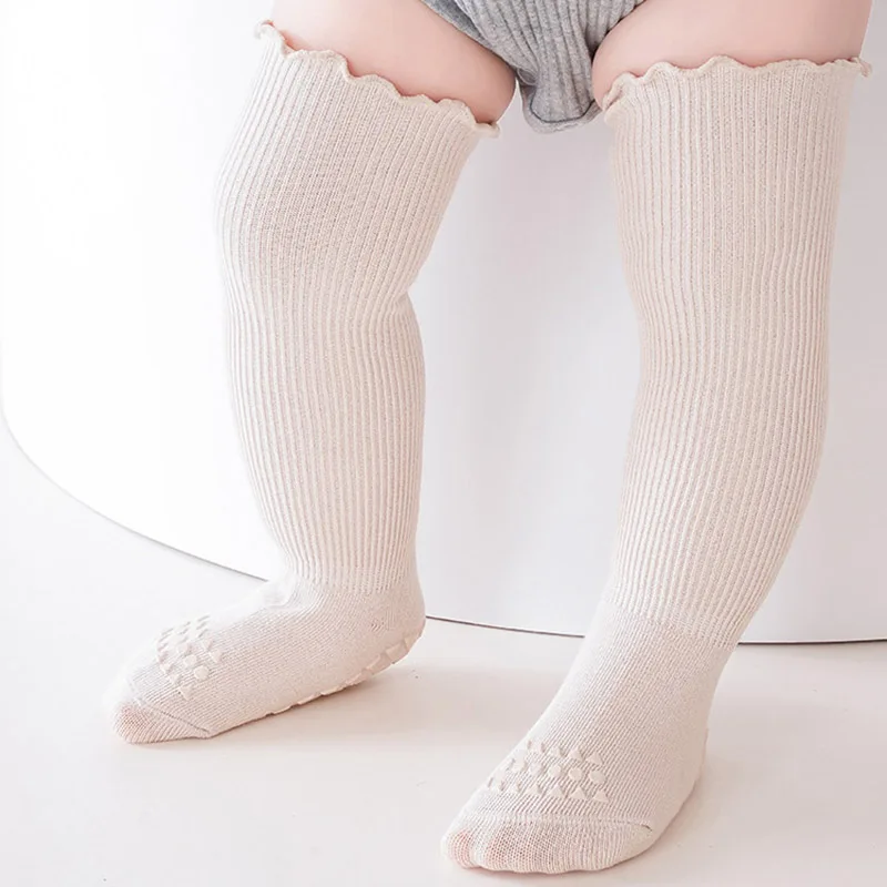 ربيع الخريف الطفل جوارب بلون الاطفال فوق جوارب طويلة 0-3Year صبي فتاة الاطفال المضادة للانزلاق الطابق جورب الوليد القطن الأحذية #3