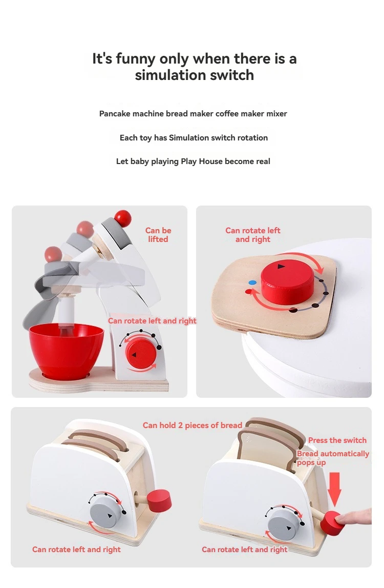 子供木製キッチンごっこ遊びおもちゃシミュレーション木製コーヒーマシントースターマシン食品ミキサー早期学習知育玩具