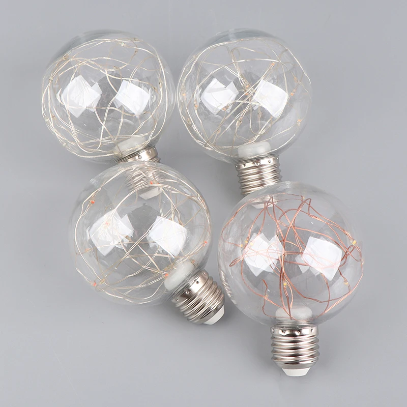 1Pcs 8cm LED String Light Bulb E27 220V  Colorful RGB Lighting Copper Wire Bulb Home Decor Holiday Night Light Lamp