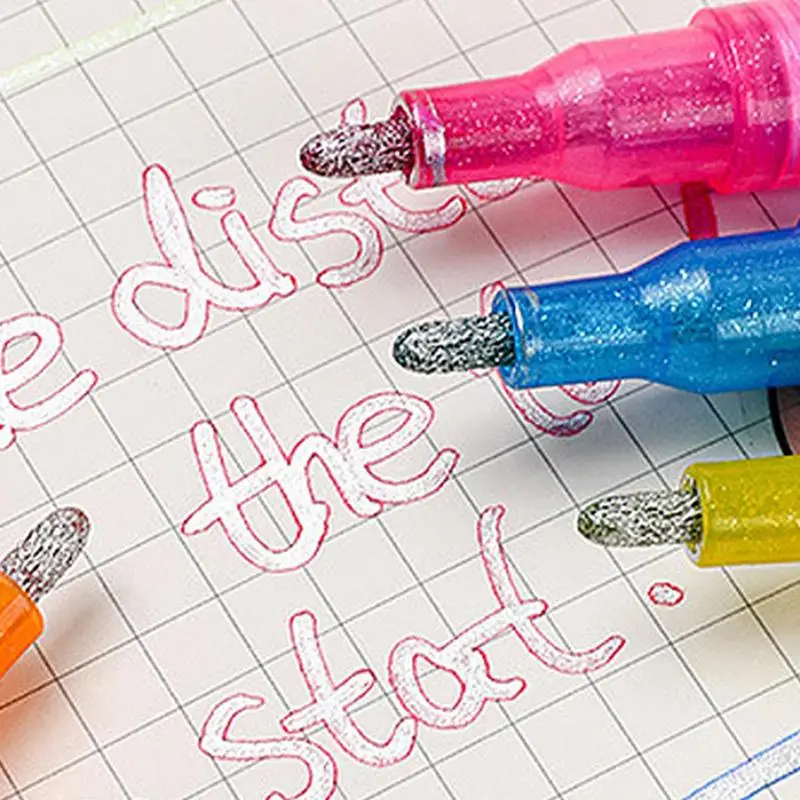 Markery konturowe Podwójnie połyskujące markery Doodle Długopisy do rysowania 24-kolorowy brokatowy żelowy długopis konturowy do rysowania Scrapbooking