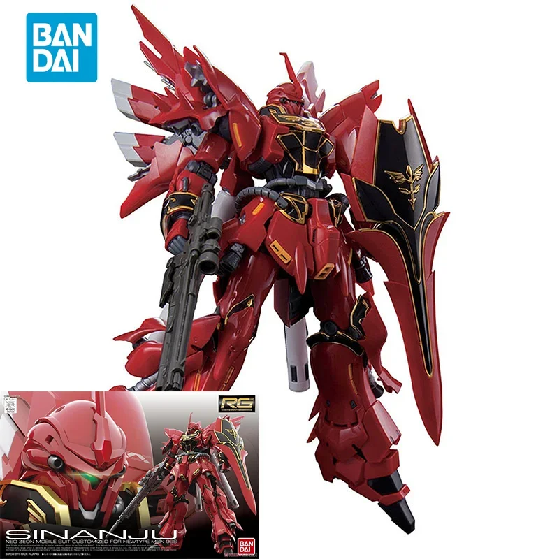 Bandai-figura de acción Original de GUNDAM, modelo RG 1/144, MSN-06S, SINANJU GUNDAM, modelo de montaje, juguetes, regalos para niños