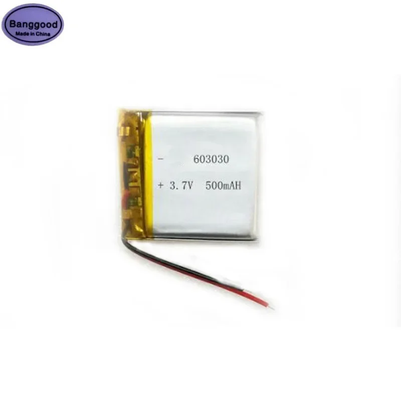 1pc Banggood 3.7V 500mAh 603030 063030 Lipo Polymer Lithium Rechargeable Li-ion Battery Cells for GPS MP3 Toy Bluetooth Headset