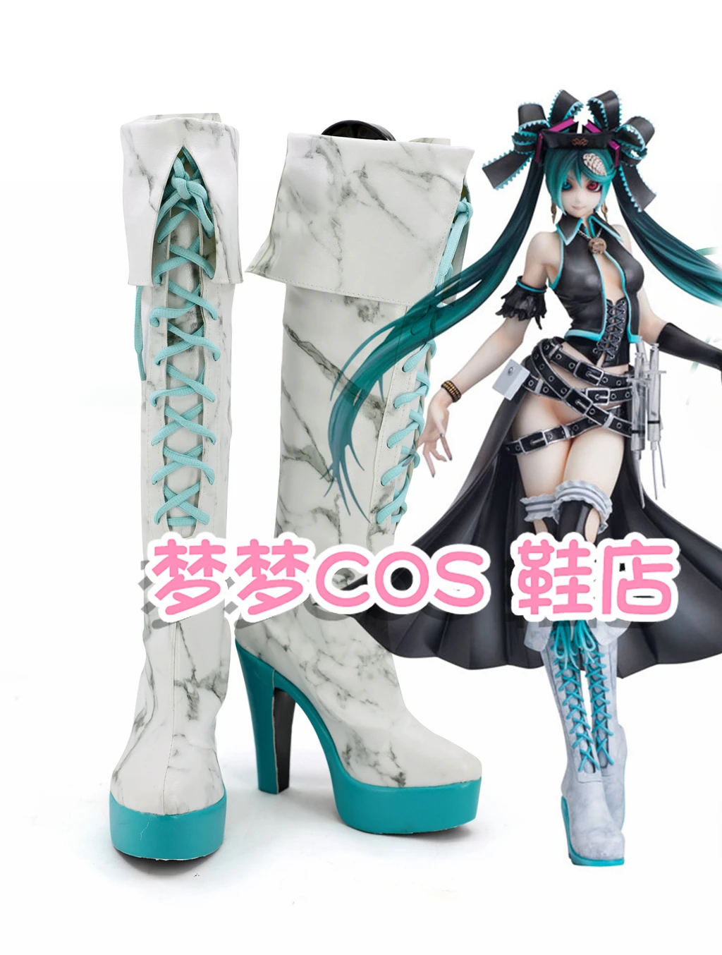 Miku Karune SHI-E Ca سجين أنيمي لعبة تأثيري أحذية الكالسيوم Shiie تأثيري أحذية هالوين أحذية عالية الكعب #1