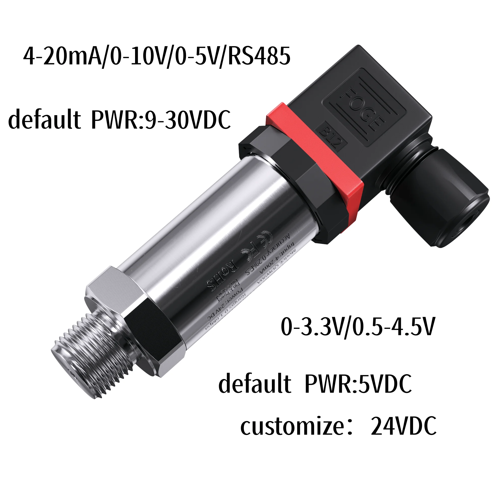 Pressure Transmitter 4-20mA 12-36VDC G1/2 Pressure Transducer Sensor for Water Oil Gas Liquid Vacuum -0.1~10
