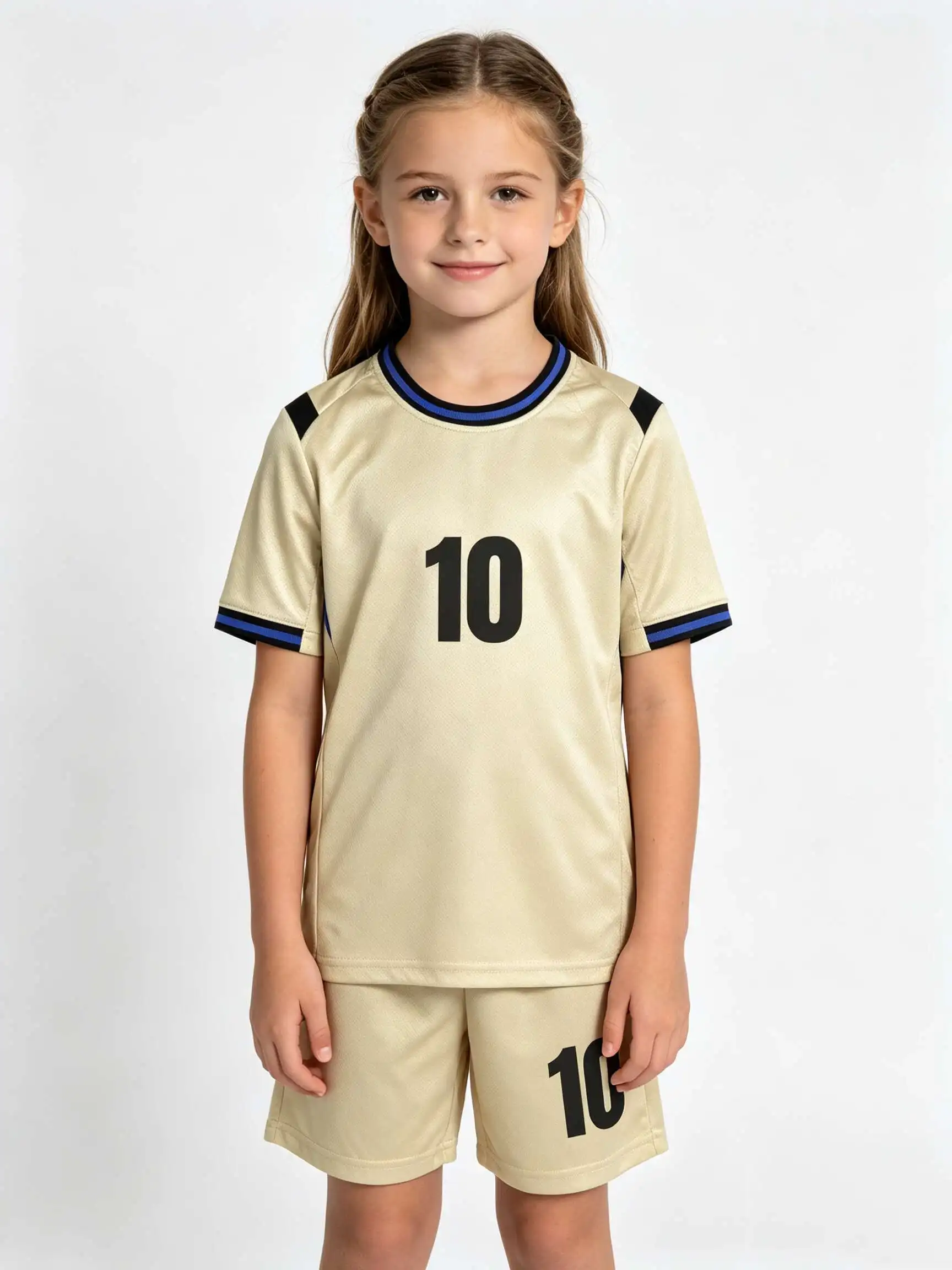 26/27 Unisex Blank Soccer Jersey Set, Kids & Adults Training Uniforms for Beige    School Sports, Running & Team Eventsapricot10