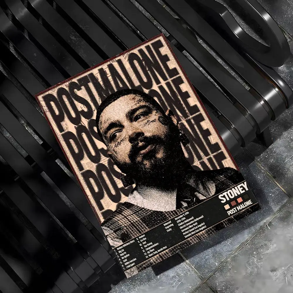 Post M-Malone Rapper Sänger Poster für Zuhause, Wohnzimmer, Schlafzimmer, Bar, Flur, klebrige Wandkunst, Druck, wasserfest, ästhetische Dekoration – Detail 14