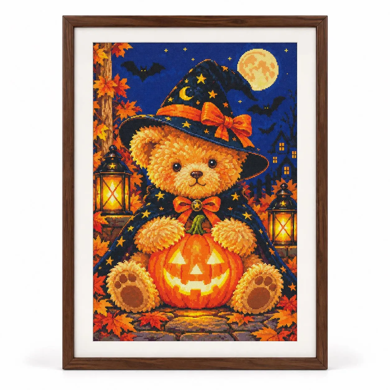 [ZZ9370-Halloween Wizard Teddy Bear]DIY Stamped Cross Stitch Kit for Adults 11CT 14CT 16CT Printed Canvas Embroidery Craft