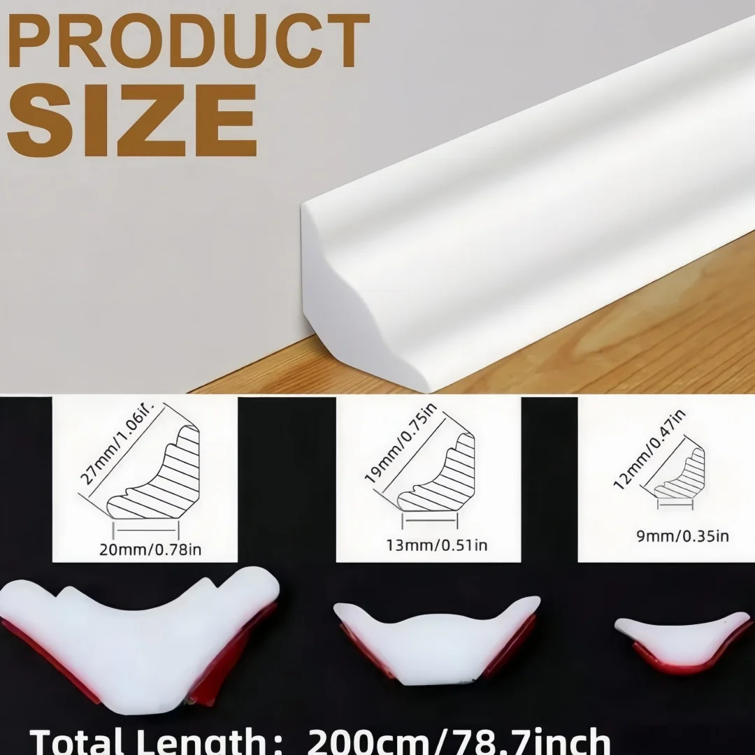 1pc 2M/78.74IInch Self-adhesive Wall Inner Corner Line Edge Decorative Strip DIY Home Decoration