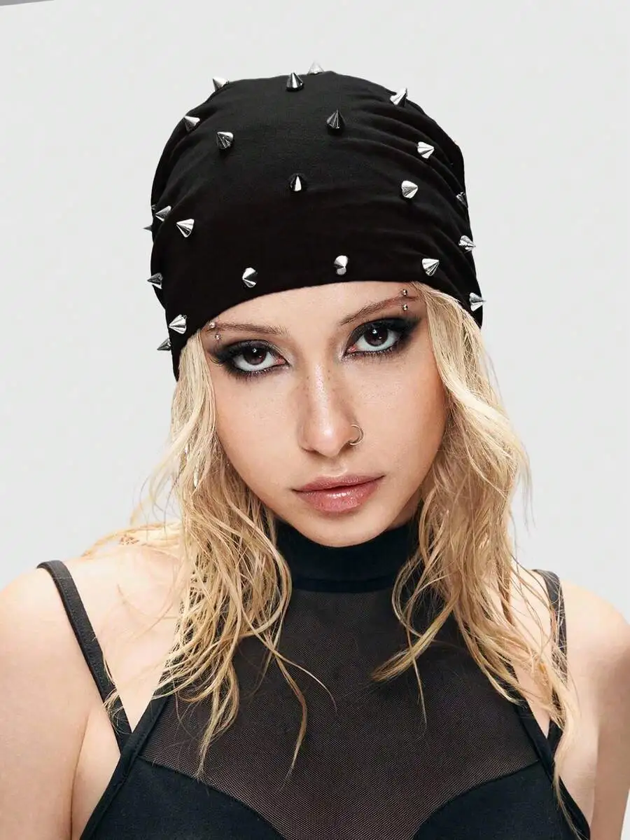 Punk Style Lightweight Rivet Beanie Hat