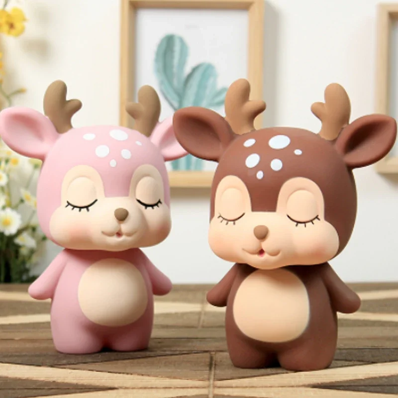 

Cartoon Deer Shaped Money Boxes Creative Resin Coin Piggy Bank Saving Box Bedroom Tabletop Decoration Figurines Gift Accessories