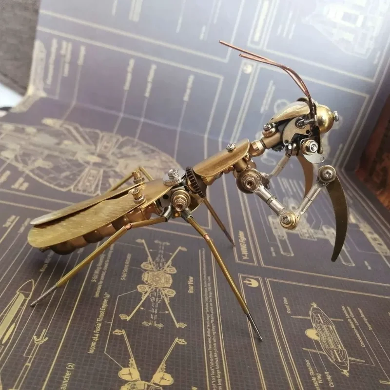 Chinese mantis model, mechanical insects metal handmade, creative collectible crafts