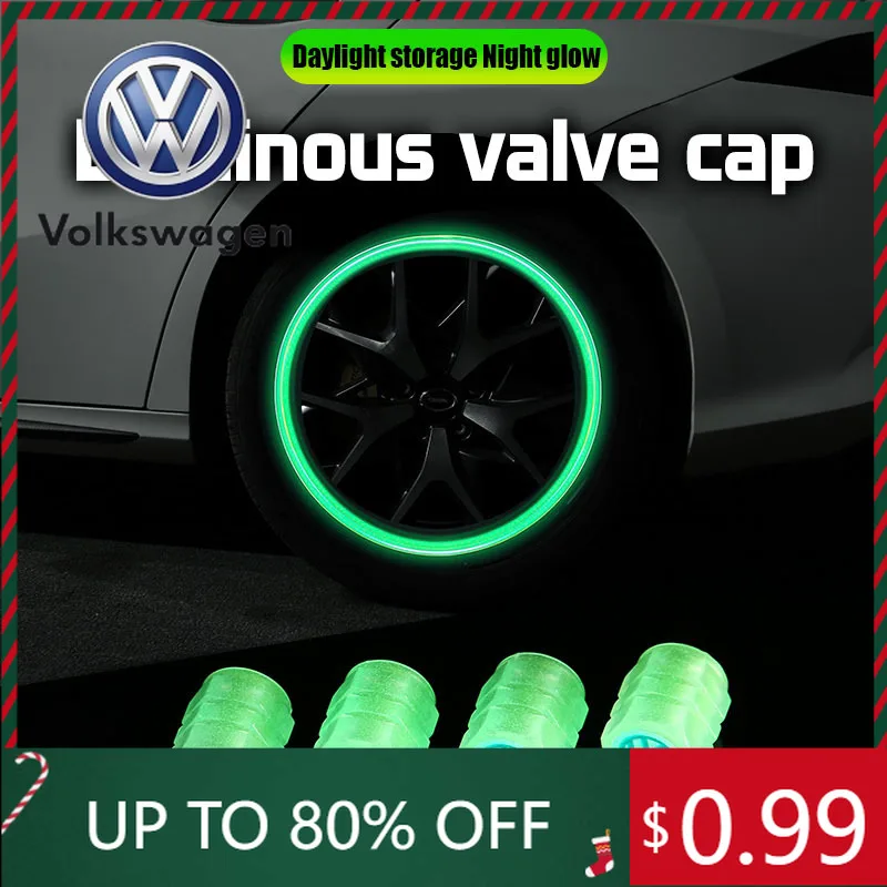 

Для VW Volkswagen Jetta MK5 Golf 4 шт. светящиеся колпачки для клапанов мотоциклетных велосипедных шин, пылезащитный чехол для колес Volkswagen T-ROC R To