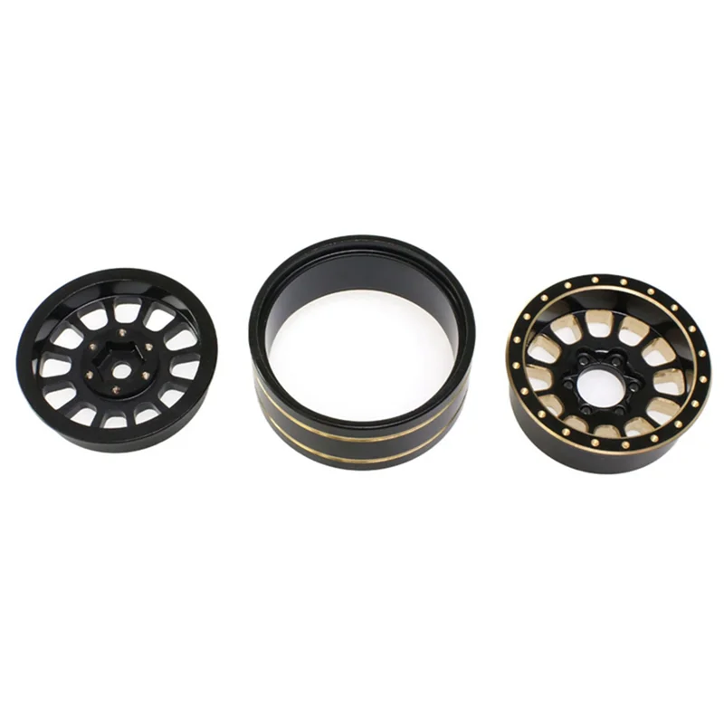 

ABUM-For Traxxas 1/18 TRX4M Land Rover 1.2-Inch Brass And Black Gold Wheels 1/24 SCX24 FMS Durable Easy Install Easy To Use