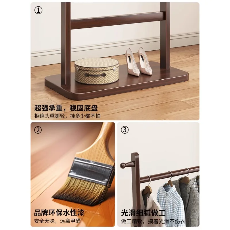 Percha de madera maciza, perchero doméstico de piso a techo para dormitorio, habitación de estilo chino, mesita de noche pequeña y sencilla para colgar tela