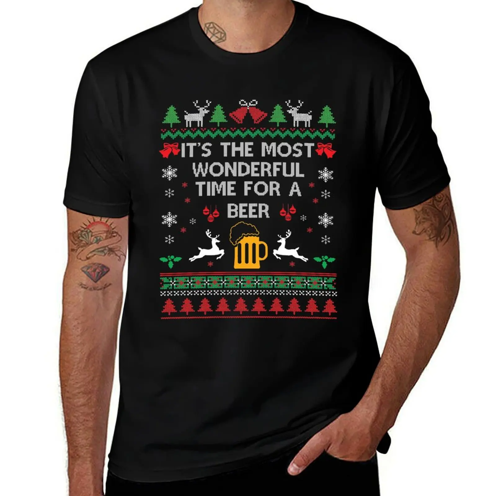 Most Wonderful Beer Ugly Christmas Sweater T-Shirt Standard Fit Solid Tee Shirt T-Shirt