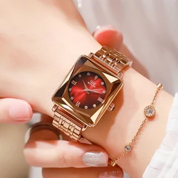 Rose Gold Luxury Leather Watch For Women Creative Square Quartz Watches for Reloj Mujer 2023 Ladies Wrist Watch Relogio Feminino