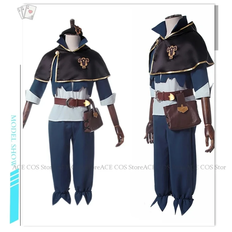 Anime Clover Asta Cosplay Costume Wig Cloak Black Bull Shawl Headband Cosplay Costume Man Top Cloak Halloween Costumes