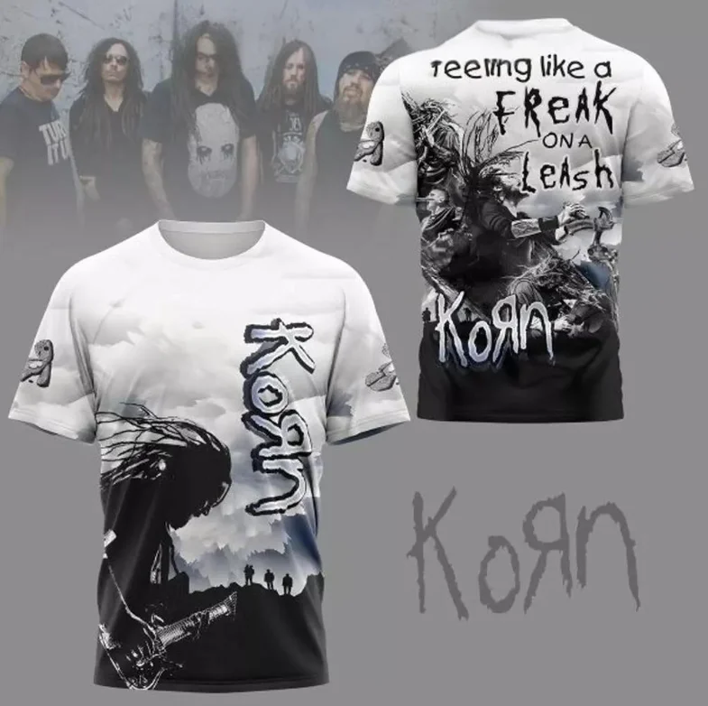 Rock Korn Graphic T-Shirt Male 3D Print Men Women Hip Hip Trend Short Sleeve Tee Y2k Top Oversized Streetwear Cosplay tshirt view 4