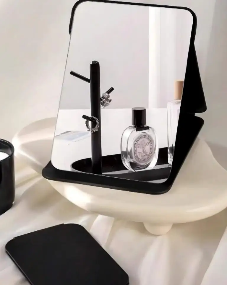 1 PCS Compact Portable Foldable Makeup Mirror Travel-Friendly Stylish Desktop Tool for Students Boys & Girls