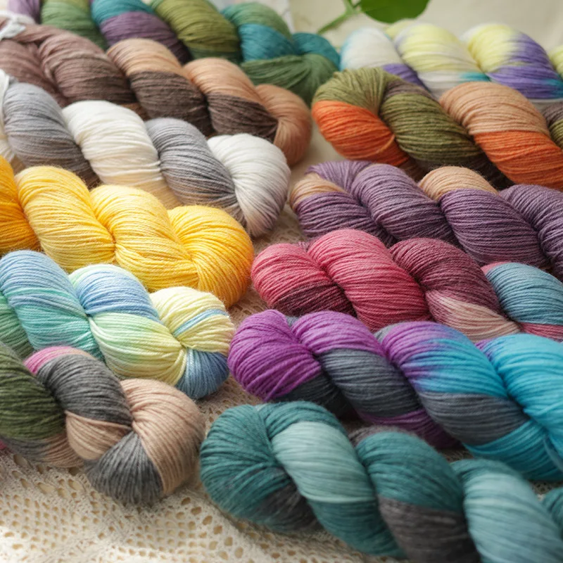 100g Gradient Color Hand Dyed Wool Yarn Segment Dyed Medium Coarse Hand Woven DIY Sweater Scarf Handmade Hat