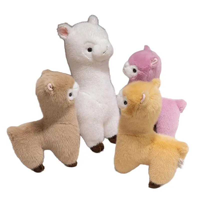 

30/40 см нечеткая плюшевая игрушка из альпаки, чучело лугов, хаки, фиолетовый, белый, коричневый, мультяшное животное, плюшевый подарок на день рождения