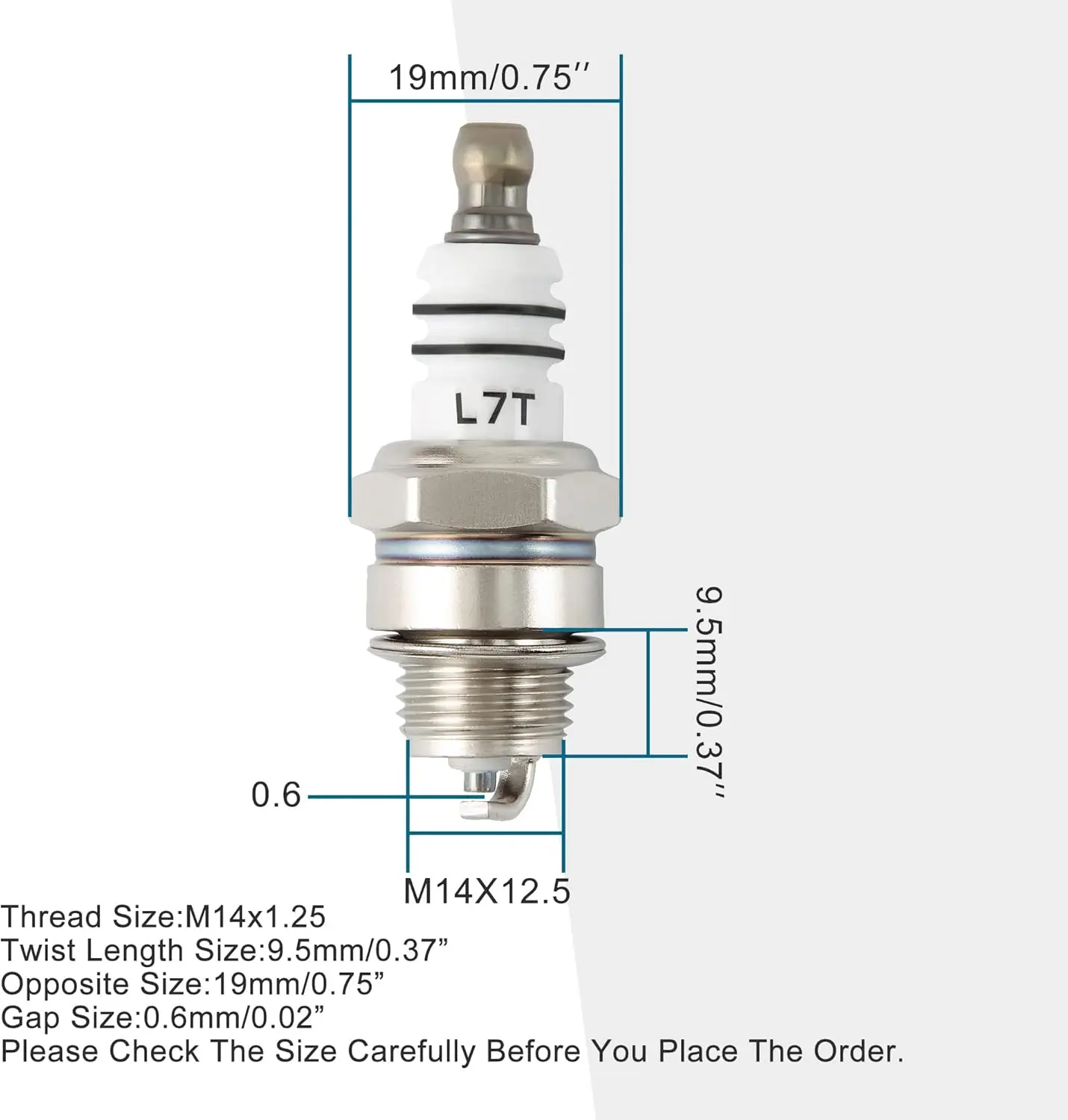 L7T Spark Plug for 33cc 43cc 47cc 49cc 2-Stroke Mini Pocket Bike ATV Quad Scooter Blower Chainsaw Brushcutter Lawnmower