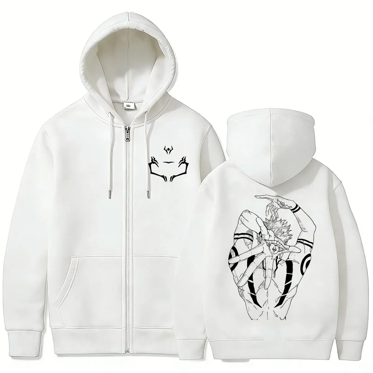 Anime Jujutsu Kaisen Itadori Yuji Ryomen Sukuna Reißverschluss-Hoodie für Männer und Frauen Lässige Übergroße Zip-Up-Jacke Manga Harajuku Mantel – Detail 7