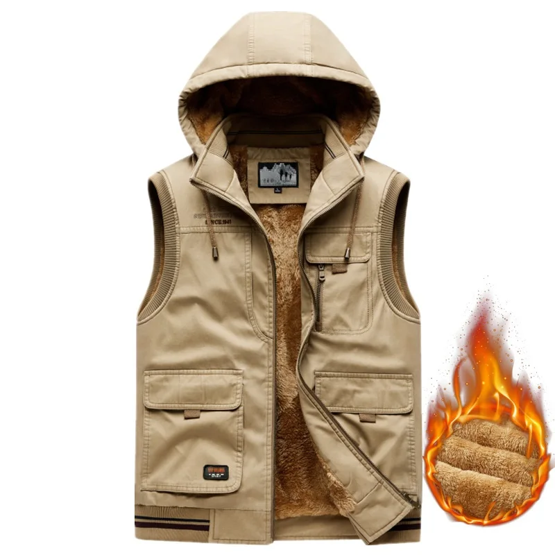 الدافئة القطن سترة الذكور سترة الرجال موضة جديدة عادية رشاقته Gilets أكمام صدرية الشتاء صوف الضأن سترة معطف تانك القمم 8XL