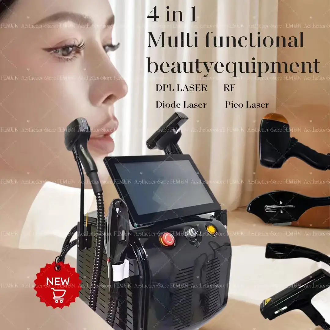 

Новейший лазерный аппарат 4-в-1 2026 года: диодный, пикосекундный, RF, IPL, Nd:YAG для удаления волос и татуировок, с функцией карбонового пилинга