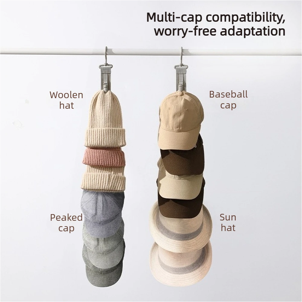 Baseball Cap Hanging Organizer Hat Rack Storage Rope With Clips Multi Caps Display Hanger For Closet Wardrobe Bedroom Door view 4