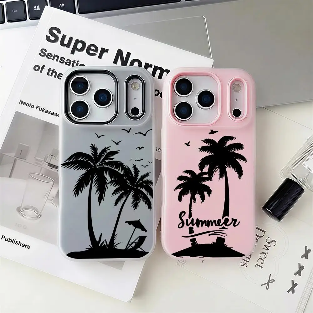 

trend coconut tree Phone Case 2-in-1 Detachable Clear Case with Slot for Cards & Photos iPhone 12-17