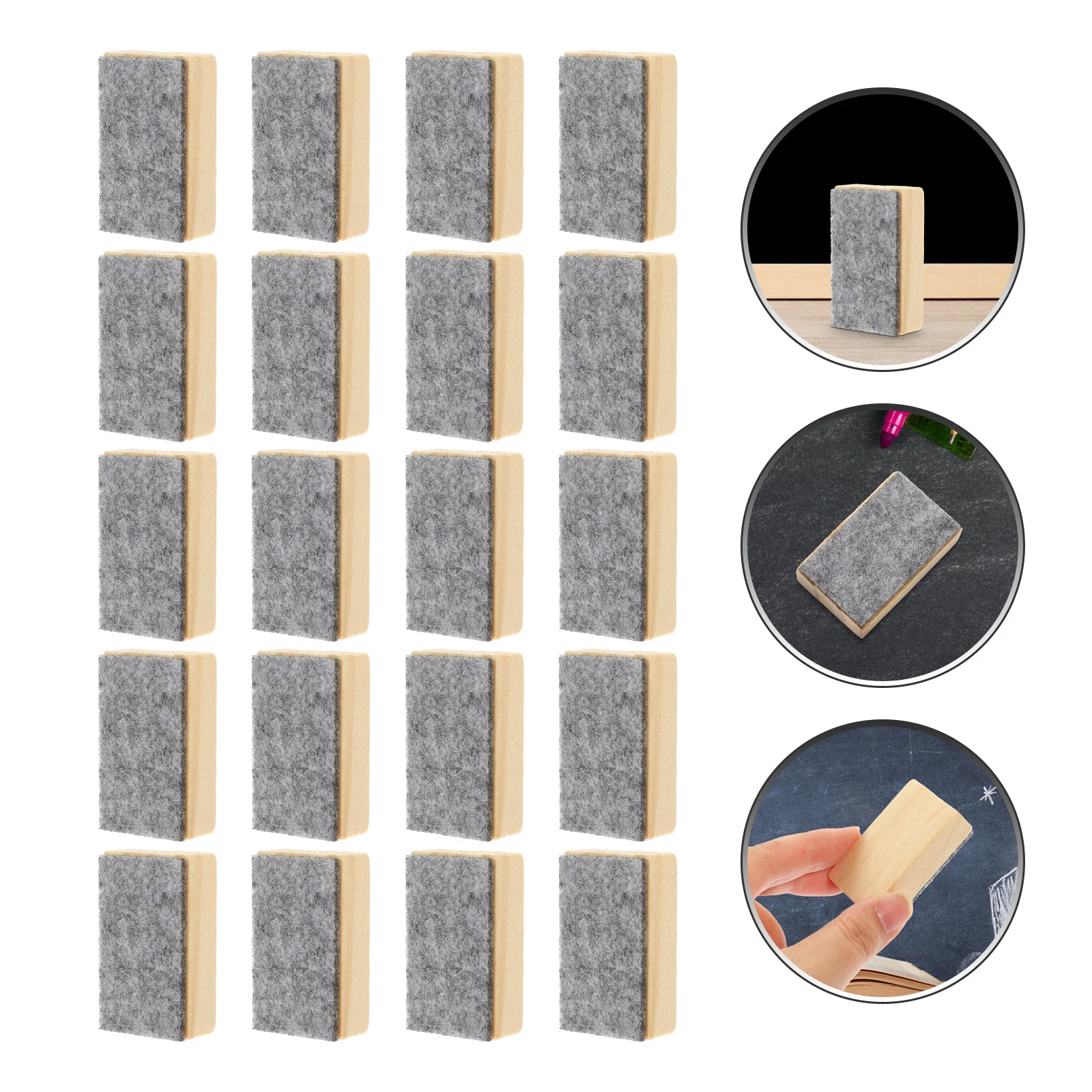 20 Stuks Schoolbord Gum Vilt Hout Krijtbord Cleaner School Klaslokaal Levert Stofvrij Krijt Cleaner Leraar Levert Bulk