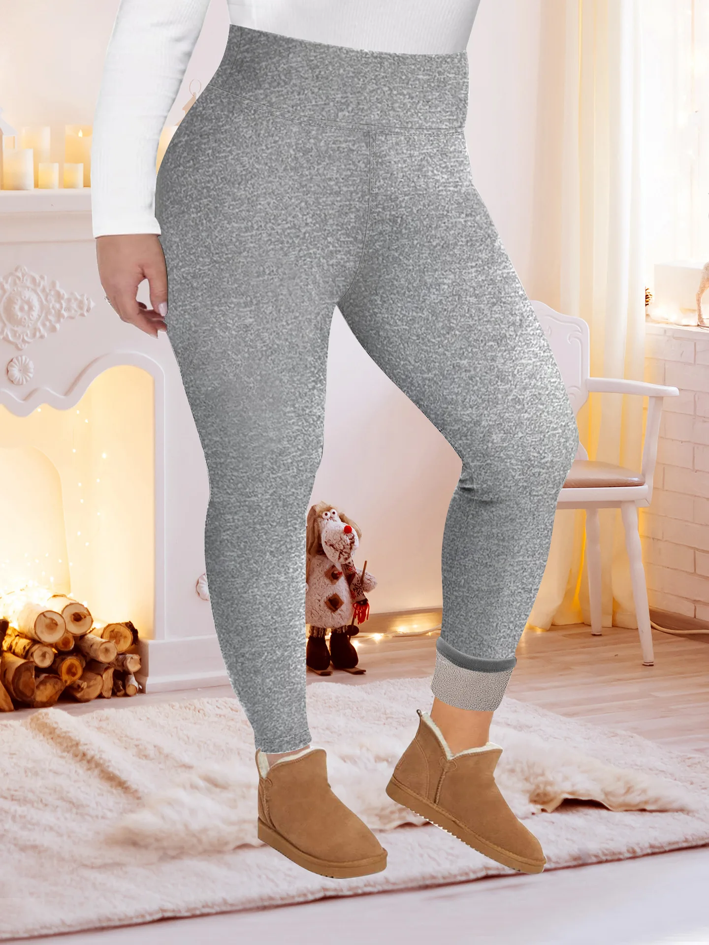 القهوة المخملية الشتاء الصوف مبطن حجم كبير طماق للنساء عالية الخصر تشكيل الدفء الخريف والشتاء قاعدة طبقة السراويل