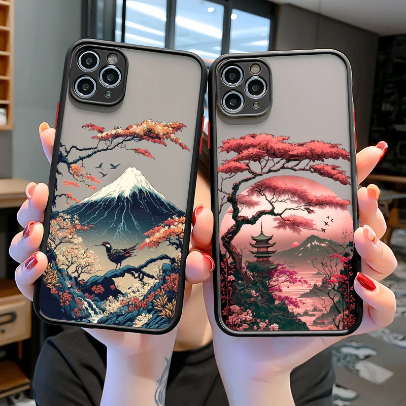Japanische ästhetische Mount Fuji Landschaft Handyhülle für iPhone 15 Plus 17 16 14 13 12 11 15 Pro Max Mini XR XS X stoßfeste Abdeckung – Detail 10