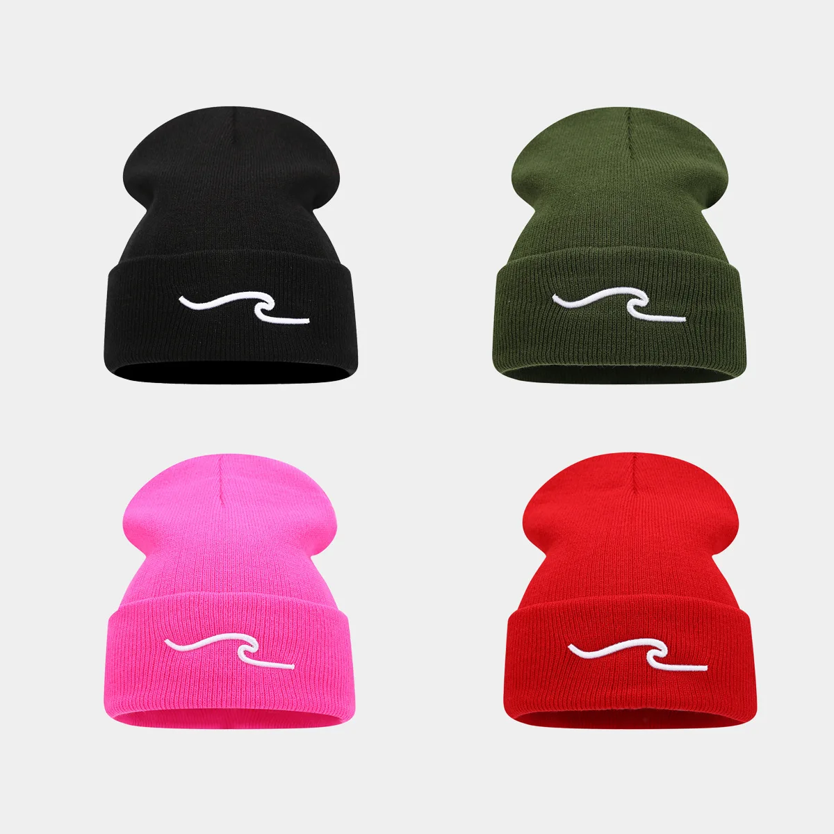 American Three-dimensional Wave Embroidered Knit Hat Women Trend Hundred Take Warm Beanies Autumn Winter Outdoor Wool Cold Cap