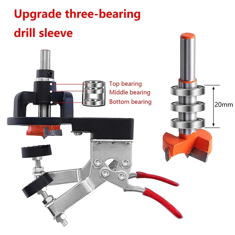 Concealed Positioning Hinge Hole Punch Door Cabinet Hinge Jig Punch Kit 35Mm Door Cabinet Hinge Jig With 2 Retaining Clips